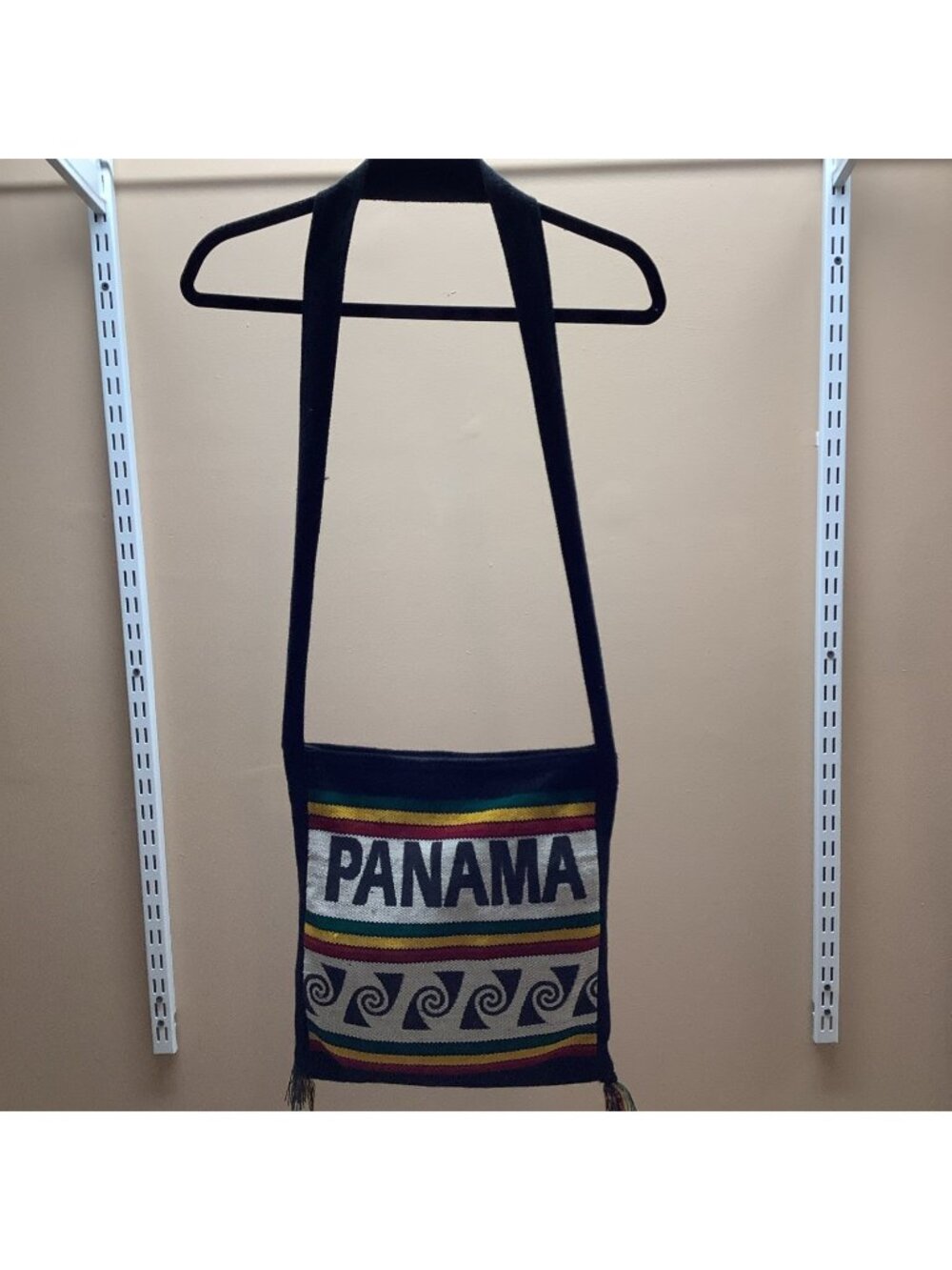 2000s 90s Y2K Panama Black & Multi Color Dual Side Print Bag, Preloved